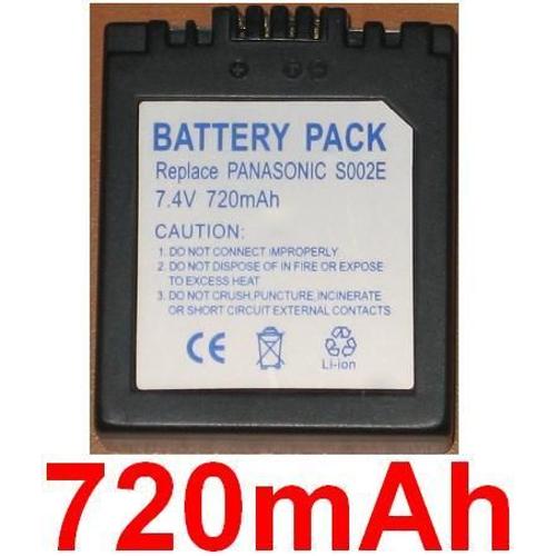 Batterie pour PANASONIC CGA-S002 CGA-S002E CGA-S002A CGA-S002A/ 1B CGA-S002E CGA-S002E/ 1B CGR-S002 CGR-S002E DMW-BM7 **720mAh**