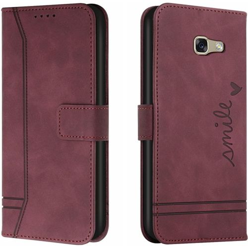 Coque Pour Galaxy A3 2017 / Galaxy A320, Etui Cuir Avec Magnetique, Flip Pochette Housse Pour Galaxy A3 2017 / A320 Protection, Vin Rouge