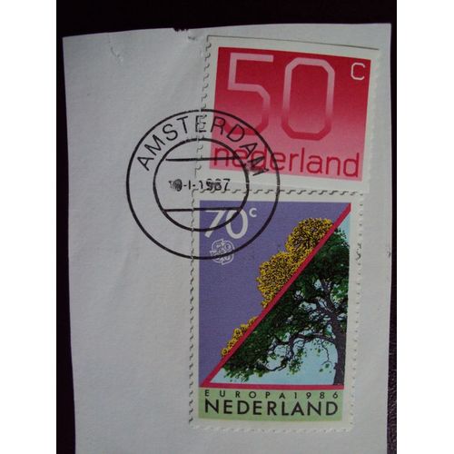 Pays-Bas...2 Timbres Nederland 70 C Europa 1986 & 50c. Oblitérés Amsterdam 1987.
