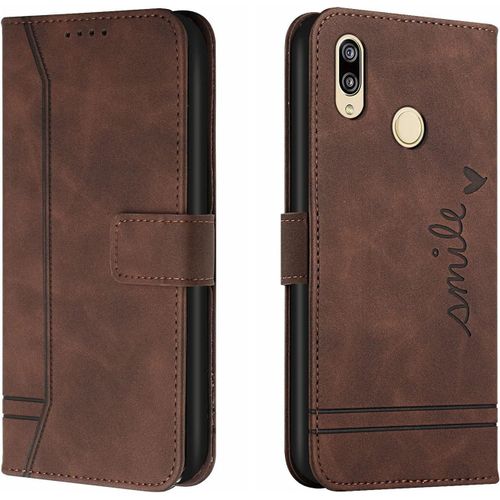 Coque Pour Xiaomi Redmi 7 / Redmi Y3, Etui Cuir Avec Magnetique, Flip Pochette Housse Pour Xiaomi Redmi 7 / Redmi Y3 Protection, Marron