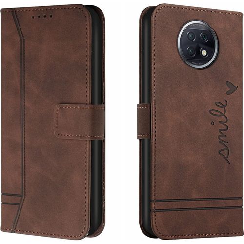 Coque Pour Xiaomi Redmi Note 9t, Etui Cuir Avec Magnetique, Flip Pochette Housse Pour Xiaomi Redmi Note 9t Protection, Marron