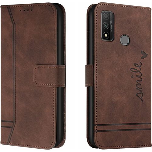Coque Pour Huawei P Smart 2020, Etui Cuir Avec Magnetique, Flip Pochette Housse Pour Huawei P Smart 2020 Protection, Marron