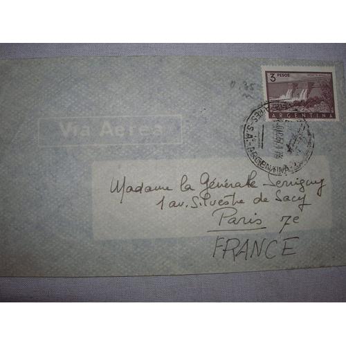 Lettre Obliteree De 1957 Adresse A Une Generale Avec Timbre Argentine