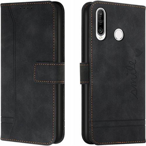 Coque Pour Huawei Y6p, Etui Cuir Avec Magnetique, Flip Pochette Housse Pour Huawei Y6p Protection, Noir