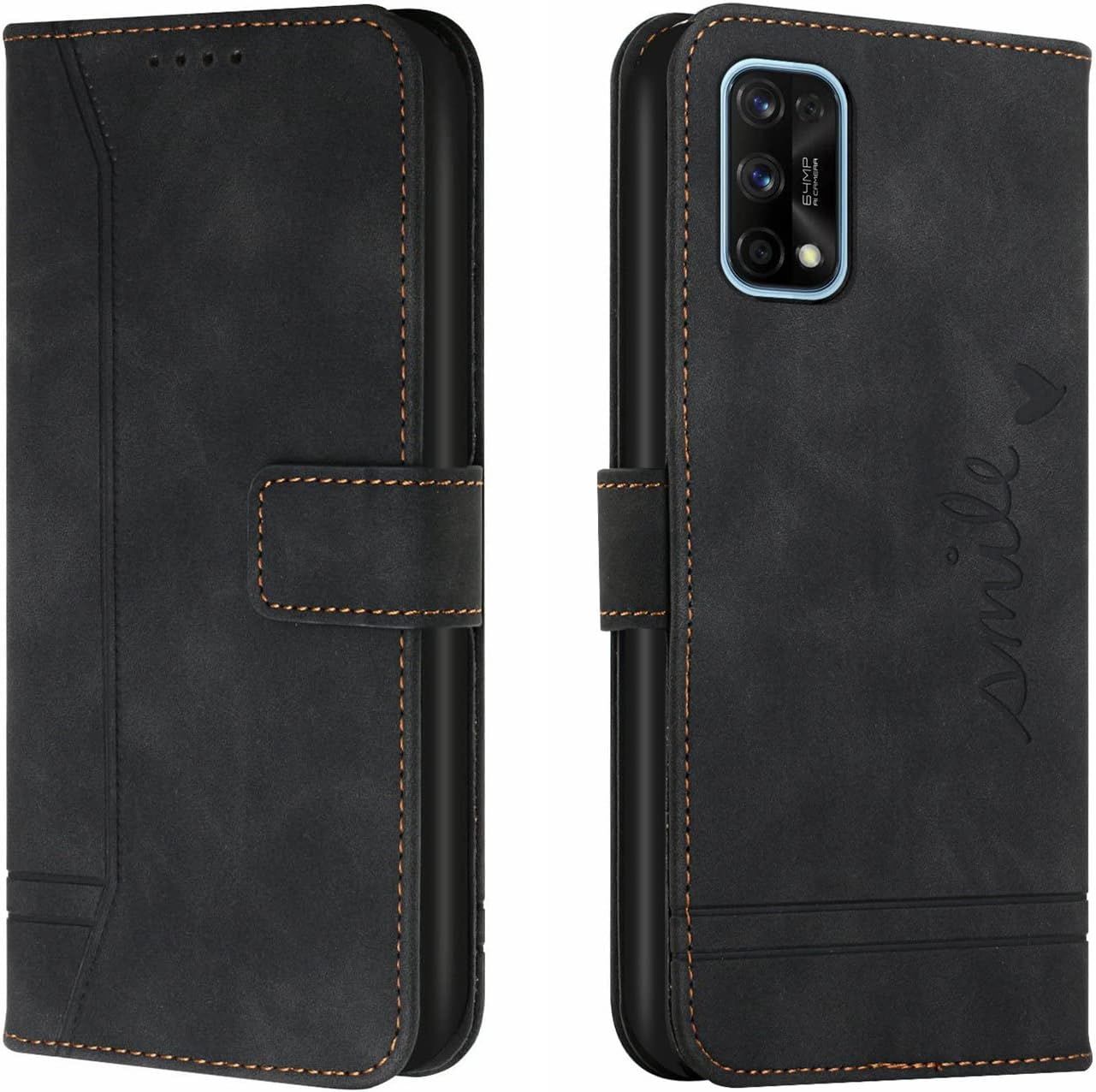 Coque Pour Realme 7 Pro, Etui Cuir Avec Magnetique, Flip Poc...