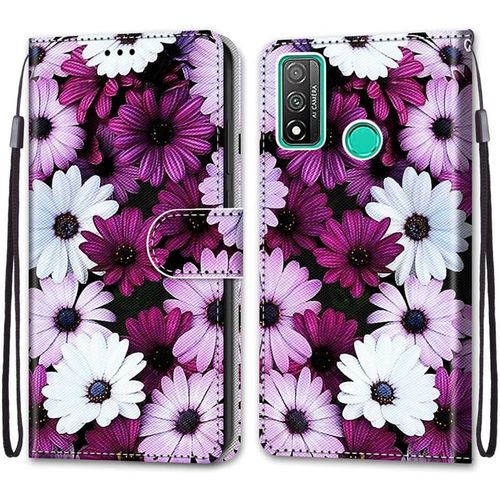 Coque Pour Huawei P Smart 2020, Etui En Cuir Pu Portefeuille Housse Coque Avec 360 Degres Silicone Antichoc Protection Cover Cuir Pochette Magnetique Und Flip Bequille (Fleur 2)