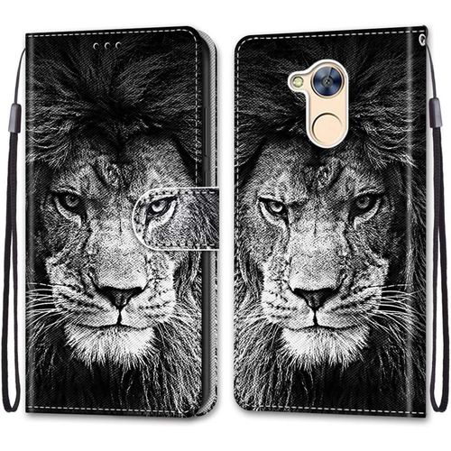 Coque Pour Huawei Honor 6a, Etui En Cuir Pu Portefeuille Housse Coque Avec 360 Degres Silicone Antichoc Protection Cover Cuir Pochette Magnetique Und Flip Bequille (Lion)