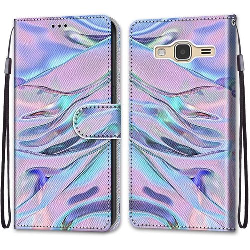 Coque Pour Samsung Galaxy J3 2016, Etui En Cuir Pu Portefeuille Housse Coque Avec 360 Degres Silicone Antichoc Protection Cover Cuir Pochette Magnetique Und Flip Bequille (Fluorescent)