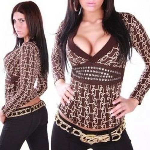 Top Marron Manches Longues
