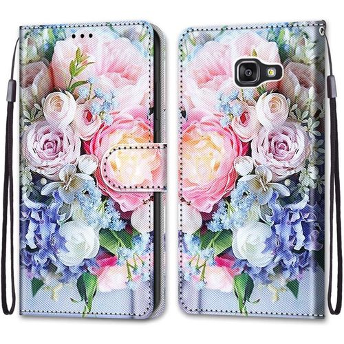 Coque Pour Samsung Galaxy A5 2016/ A510, Etui En Cuir Pu Portefeuille Housse Coque Avec 360 Degres Silicone Antichoc Protection Cover Cuir Pochette Magnetique Flip Bequille (Fleur 3)
