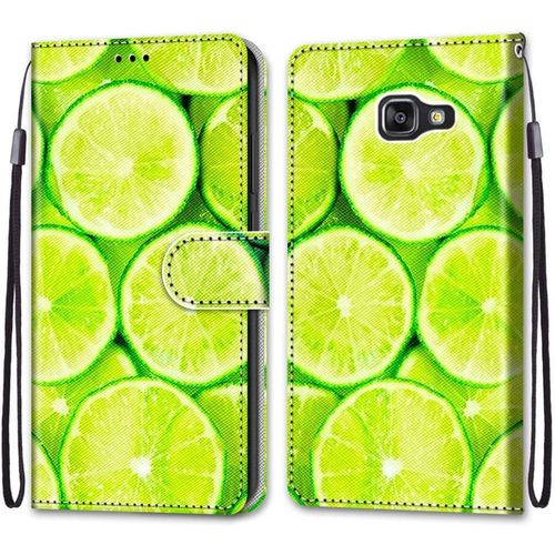 Coque Pour Samsung Galaxy A5 2016/ A510, Etui En Cuir Pu Portefeuille Housse Coque Avec 360 Degres Silicone Antichoc Protection Cover Cuir Pochette Magnetique Flip Bequille (Citron)