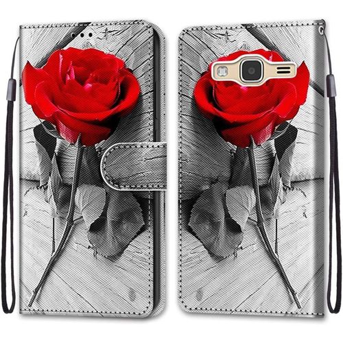 Coque Pour Samsung Galaxy J3 2016, Etui En Cuir Pu Portefeuille Housse Coque Avec 360 Degres Silicone Antichoc Protection Cover Cuir Pochette Magnetique Und Flip Bequille (Rose)
