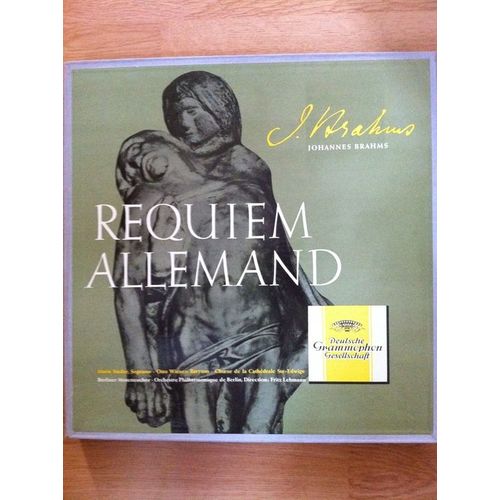 2 Disques Vinyle 33t Requiem Allemand. Choeur De La Cathedrale Ste Edwige Et L'orchestre Philharmonique De Berlin Sous La Direction De Fritz Lehmann. Avec Maria Stader, Soprano, Otto ...