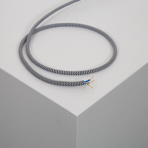 Câble Électrique Textile Blanc & Noir 6 m
