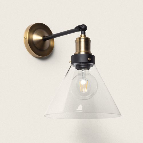 Lampe Murale Verre Et Laiton Antique Factory Laiton