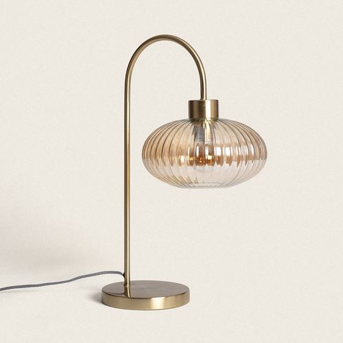 Lampe À Poser Métal Et Verre Basile Ambre