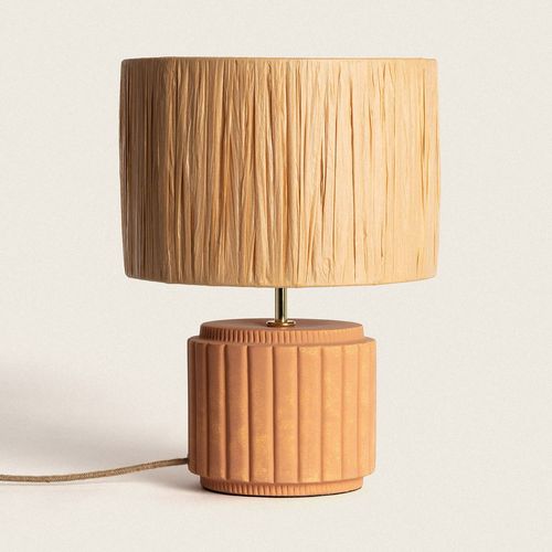 Lampe À Poser Céramique Et Raphia Kinney Terre Cuite