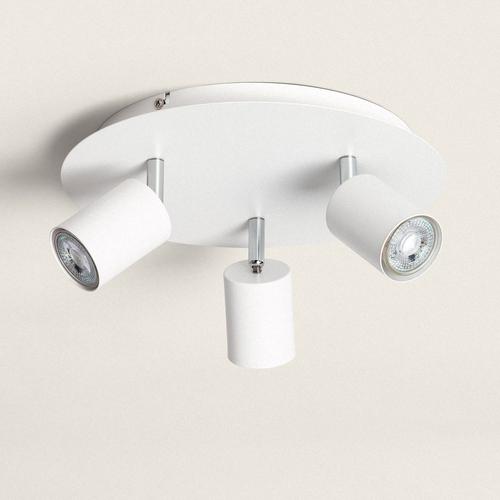 Plafonnier Rond Orientable Métal 3 Spots Whitstable Blanc