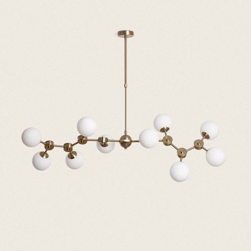 Plafonnier Métal Et Verre Moonlight Brass Large 10 Spots Doré