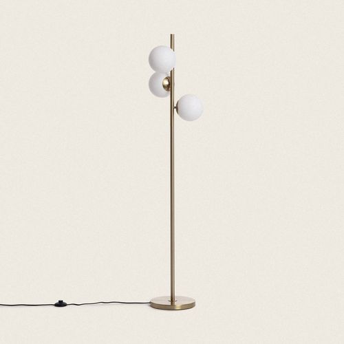 Lampadaire Métal Et Verre Moonlight Brass Round 3 Spots Doré
