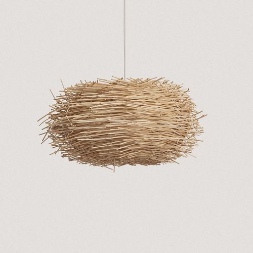 Lampe Suspendue En Rotin Nulko Iluzzia Textile Blanco