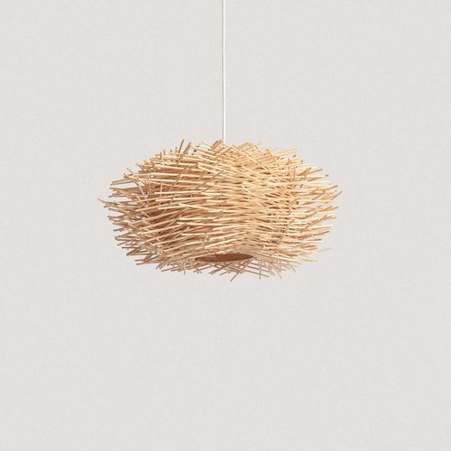 Lampe Suspendue En Rotin Nulko Iluzzia Textile Blanco