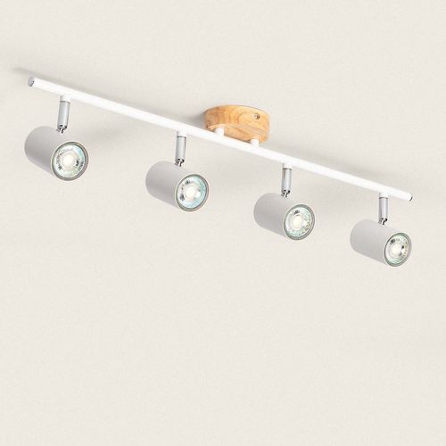 Plafonnier Orientable Bois Et Métal 4 Spots Albus Naturel