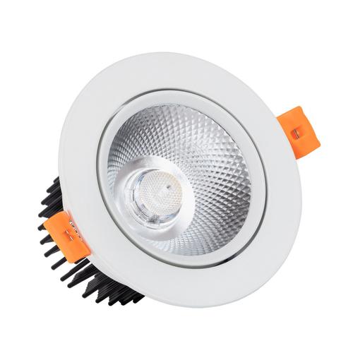 Spot Led Downlight Cob Orientable Rond 12w Blanc Coupe Ø 90mm No Flicker Blanc Chaud No Flicker 2700k