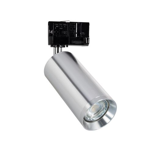 Spot À Douille Pour Rail Triphasé (3 Allumages) Quartz À Ampoule Gu10 Argent