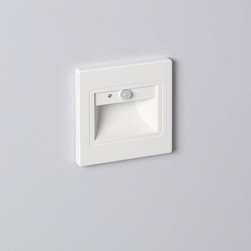 Balise Murale Led 1.5w Encastrable Avec Détecteur Pir Et Crépusculaire Bark Blanche Blanc Neutre 4000k