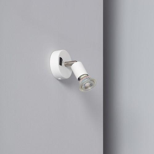 Applique Orientable Aluminium Oasis 1 Spot Blanc Avec Interrupteur Blanc