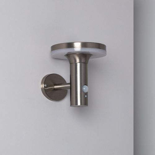 Applique Murale Led Extérieure Solaire Inox Helios Avec Détecteur De Présence Pir Blanc Neutre 4000k
