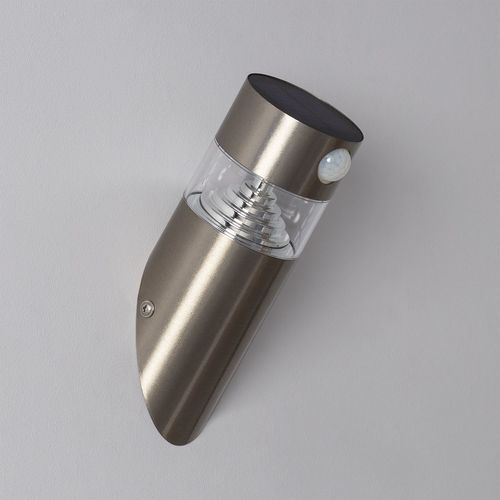 Applique Murale Led Extérieure Solaire Inti Inox Avec Détecteur De Présence Pir Blanc Froid 6000k