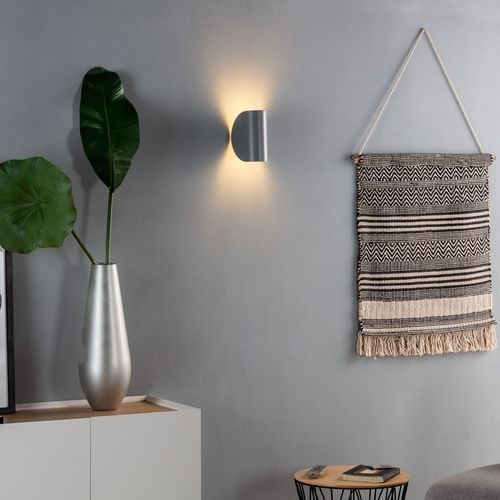 Applique Murale Led Aluminium Gaia 6w Éclairage Double Face Grise Blanc Chaud 3000k