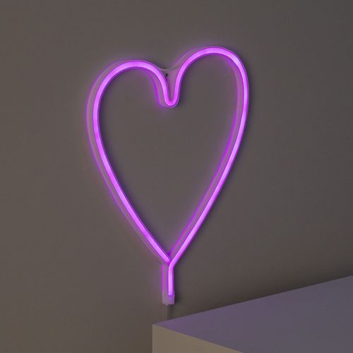 Néon Led Heart À Piles Rose