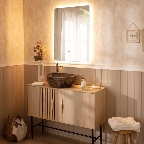 Miroir Salle De Bain Avec Éclairage Led Anti-Buée Grace 80x60 Cm Sélectionnable (Chaud-Neutre-Froid) 25 Mm