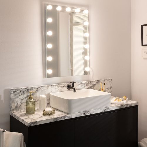 Miroir Salle De Bain Avec Éclairage Led Essauira 70x50cm Sélectionnable (Chaud-Neutre-Froid) 57 Mm