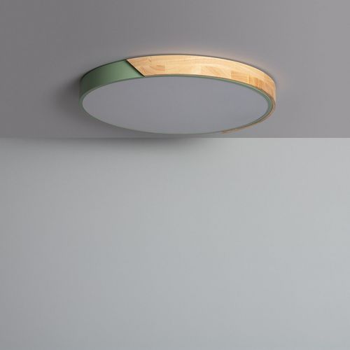 Plafonnier Led Rond Bois 36w Cct Sélectionnable Semi-Dari Ø500 Mm