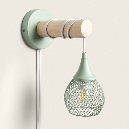 Lampe Murale Bois Et Métal Monah Vert Céladon