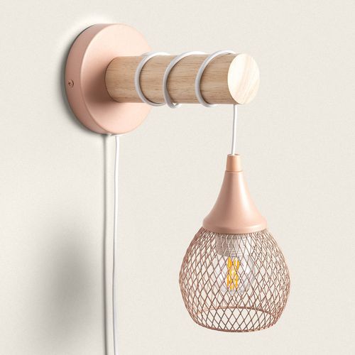 Lampe Murale Bois Et Métal Monah Rose Pastel