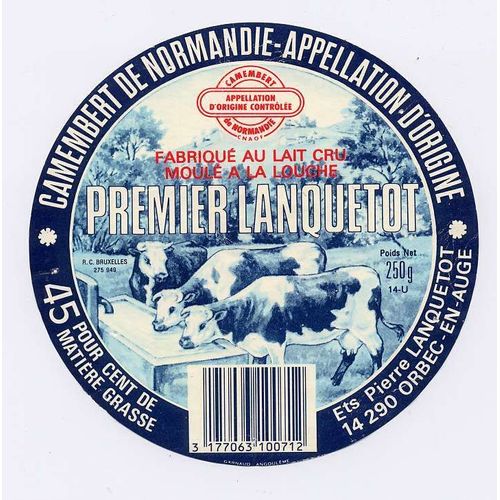 Etiquette De Fromage Camembert "Premier Lanquetot"