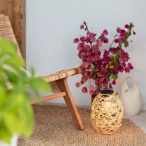 Lampe À Poser Led Extérieure Solaire Rotin Baihar Naturel