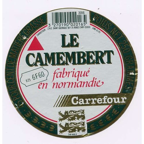 Etiquette De Fromage Camembert "Carrefour"