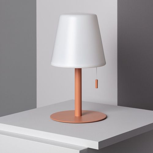 Lampe À Poser Led Portative Aluminium Extérieure 2.6w Epinay Avec Batterie Rechargeable Pêche