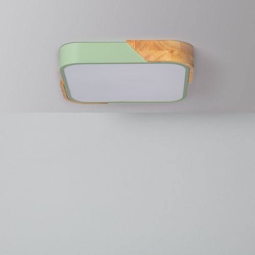 Plafonnier Led 18w Carré Bois 325x325 Mm Cct Sélectionnable Semi-Dari Vert Céladon