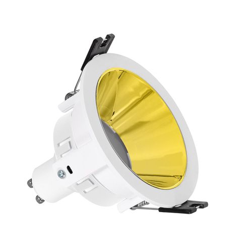 Spot Led Downlight Conique Gu10 6w Coupe Ø 75mm Pc Galvanisé Doré Blanc Chaud No Flicker 3000k