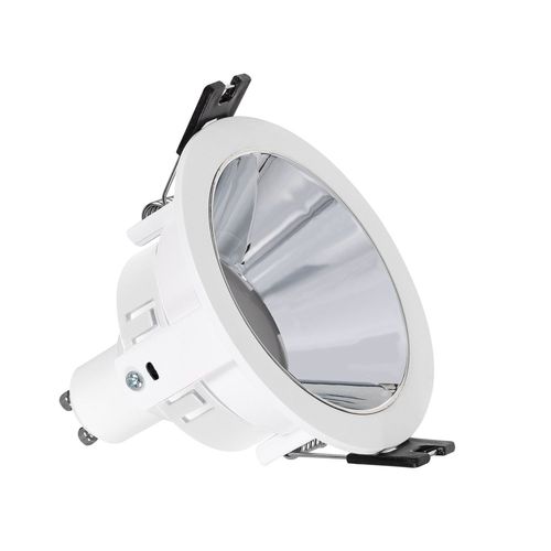 Spot Led Downlight Conique Gu10 6w Coupe Ø 75mm Pc Galvanisé Argent Blanc Chaud No Flicker 3000k