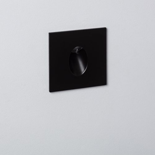 Balise Led 1w Encastrable Au Mur Carrée Noire Adam Blanc Chaud 3000k