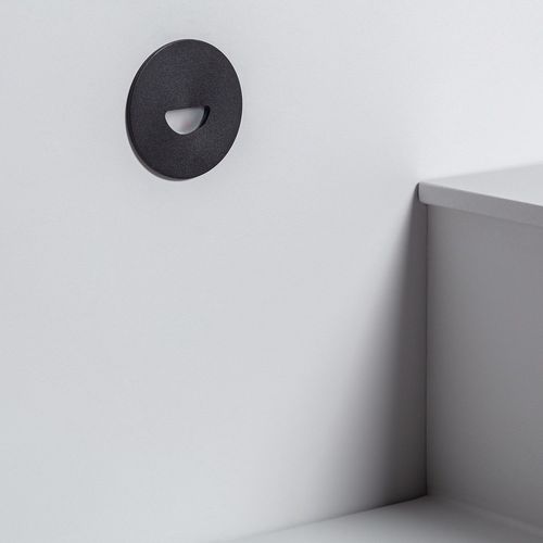 Balise Led Extérieure 2w Encastrable Au Mur Ronde Guell Noire Blanc Neutre 4000k