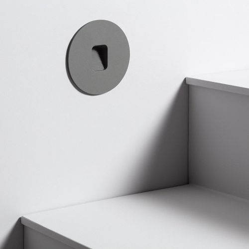 Balise Led Extérieure 2w Encastrable Au Mur Ronde Grasset Grise Blanc Neutre 4000k